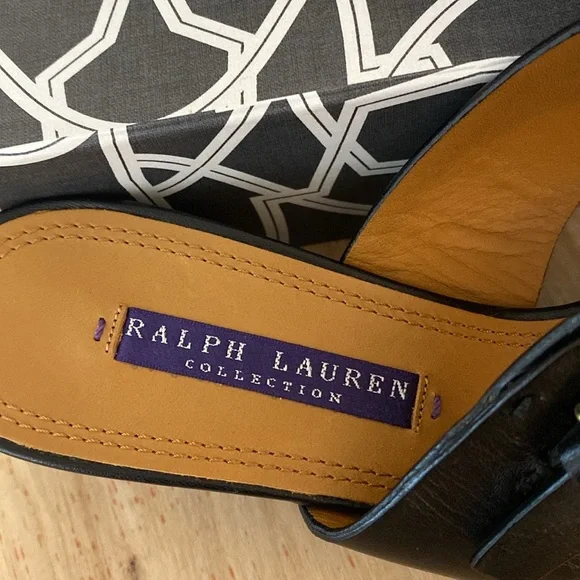 NWOT Ralph Lauren Purple Label Collection Black Sandals.  Size 36B (US)6 - Picture 3 of 8